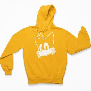 NEW Tails Fox Face Head Sonic Fleece Pullover Hoodie GOLDEN YELLOW
